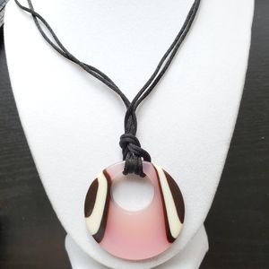 Art Deco Pink , white & Black Statement Necklace